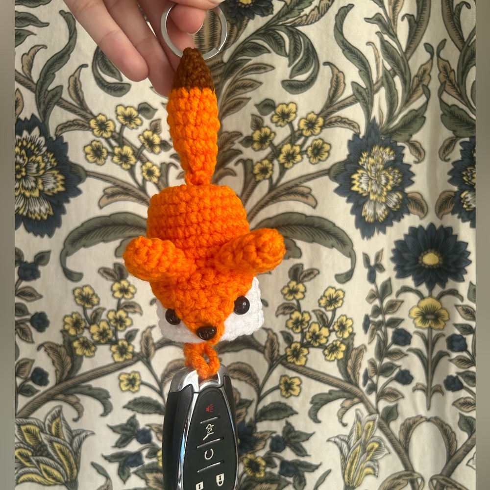 Crochet Orange Fox Keychain/Holder